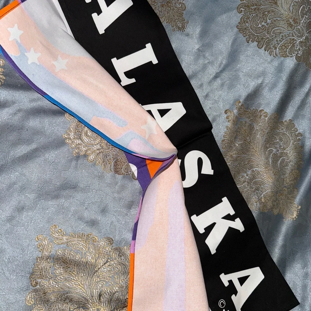 Alaskan Tea Towel featuring colorful sunset NWT